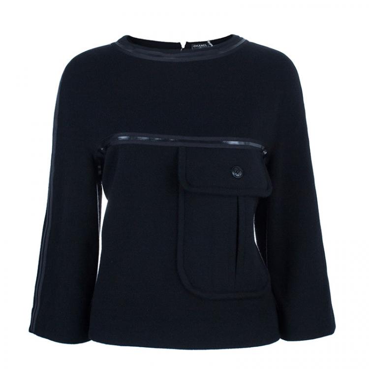 Pre Owned Chanel Cashmere Pocket Detail Top M