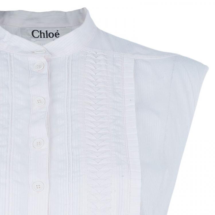 Pre Owned Chloe White Sleeveless Panelled Top M