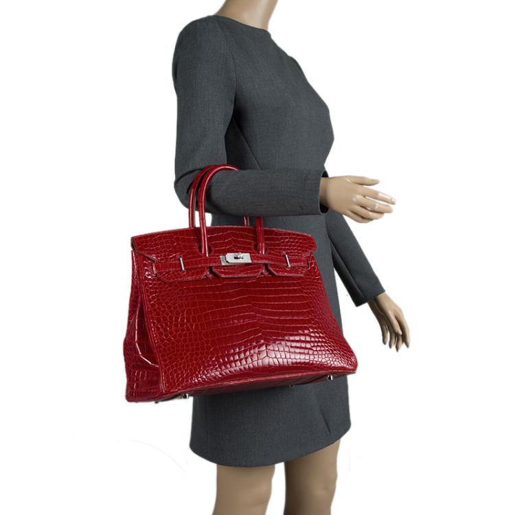 Hermes Braise Red Crocodile Birkin 25 Handbag - MAISON de LUXE