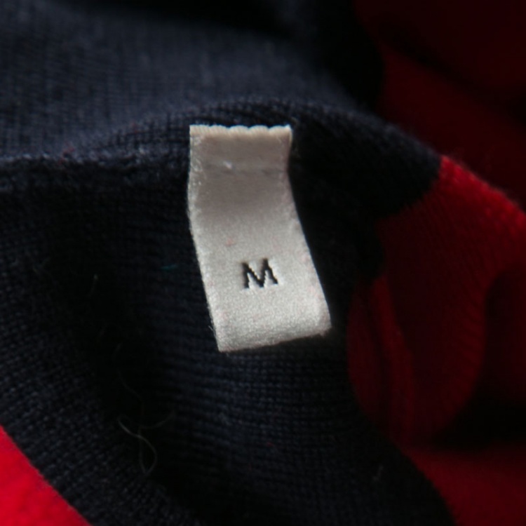 Pre Owned Gucci Red Stripe Detail Ruffled Sleeve Knit Top M