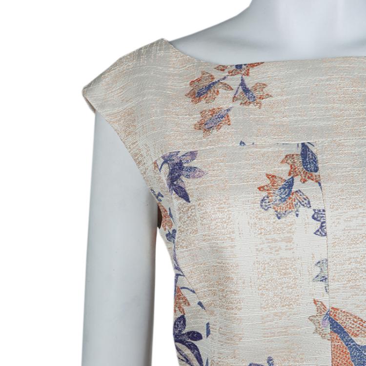 Pre Owned Tory Burch Beige Floral Print Dress M