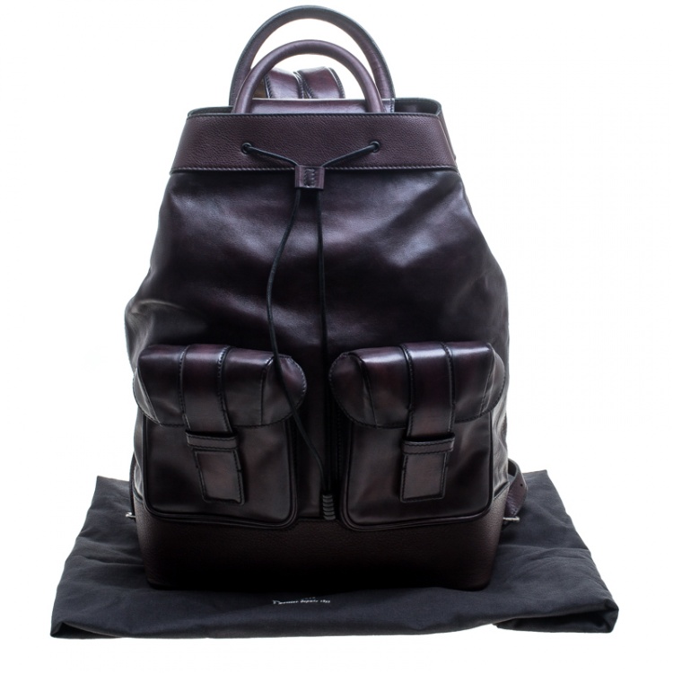 Pre Owned Berluti Dark Burgundy Leather Horizon Backpack 