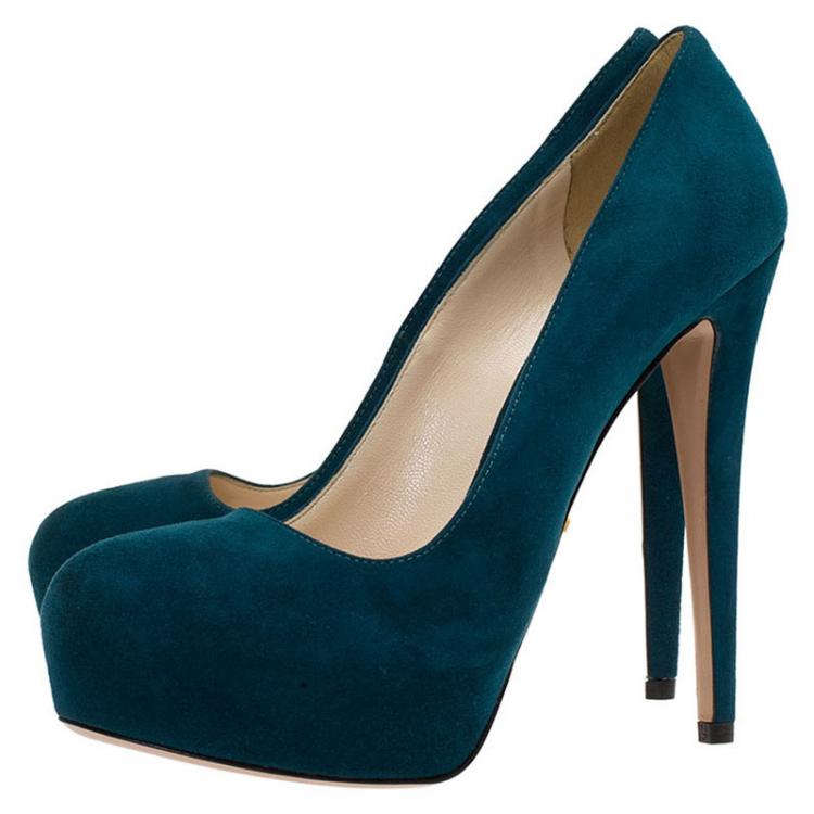 teal suede pumps