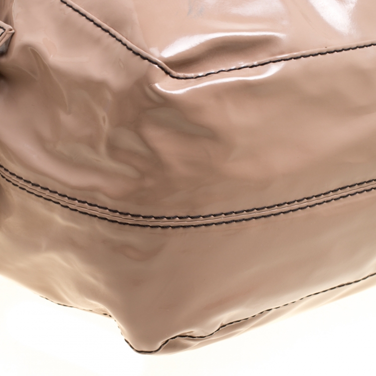 Pre Owned Valentino Beige Patent Leather Nuage Bow Tote