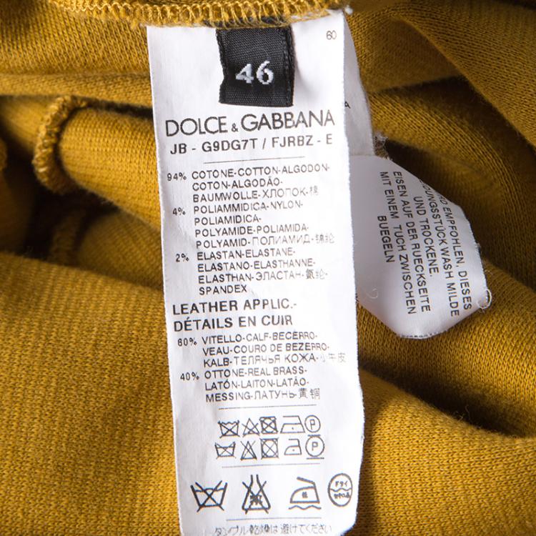 Pre Owned Dolce and Gabbana Mustard Yellow Cotton Knit Contrast Stripe Tracksuit S