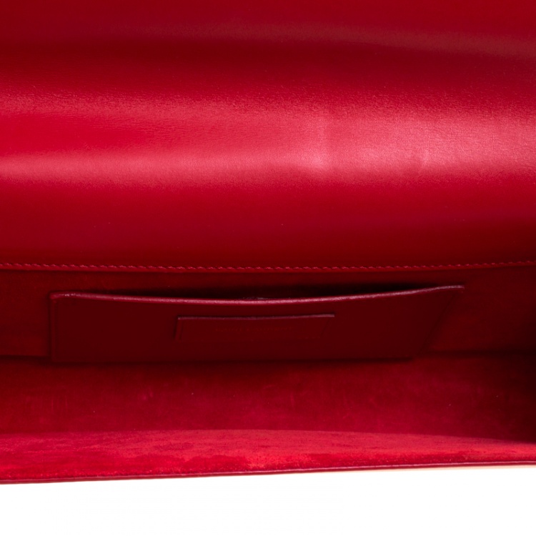 Pre Owned Saint Laurent Red Leather Cassandre Clutch