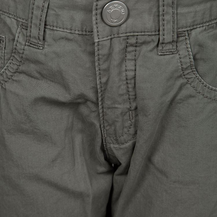 Pre Owned Armani Junior Dark Grey Cotton Poplin Regular Fit Pants 3 Yrs
