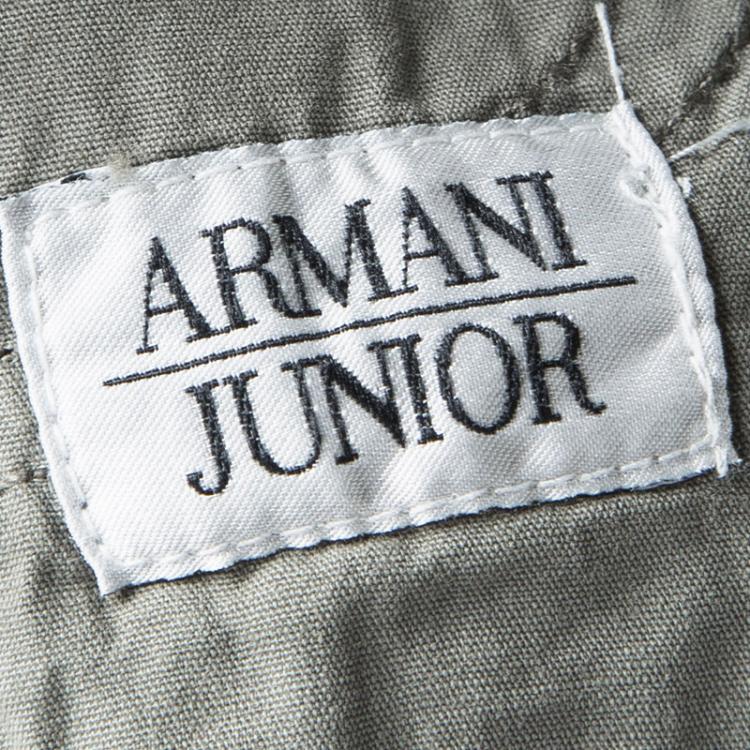Pre Owned Armani Junior Dark Grey Cotton Poplin Regular Fit Pants 3 Yrs