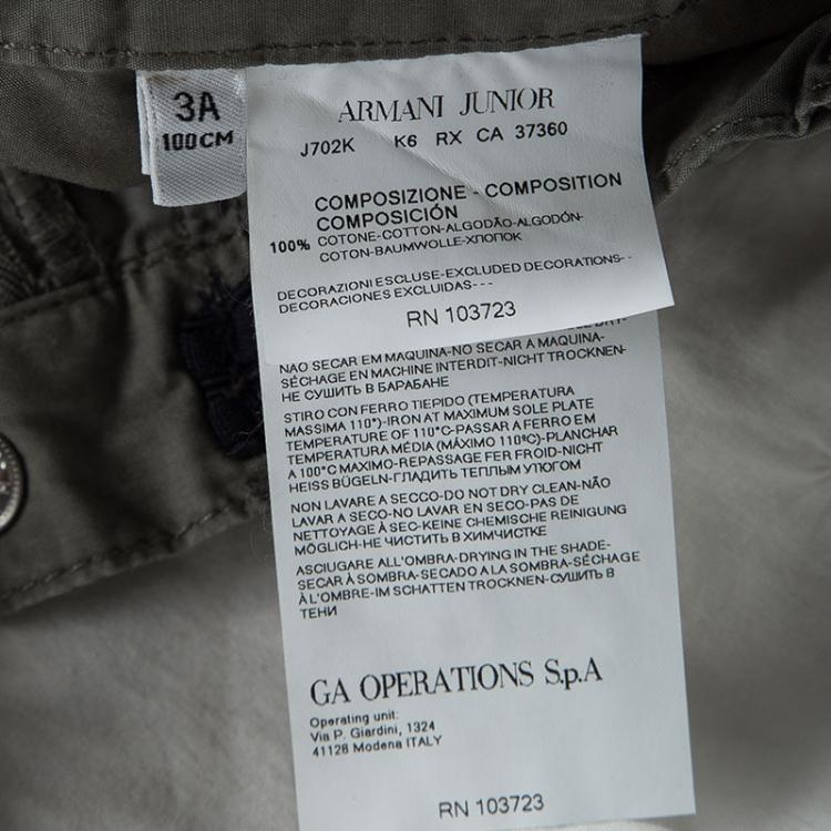 Pre Owned Armani Junior Dark Grey Cotton Poplin Regular Fit Pants 3 Yrs