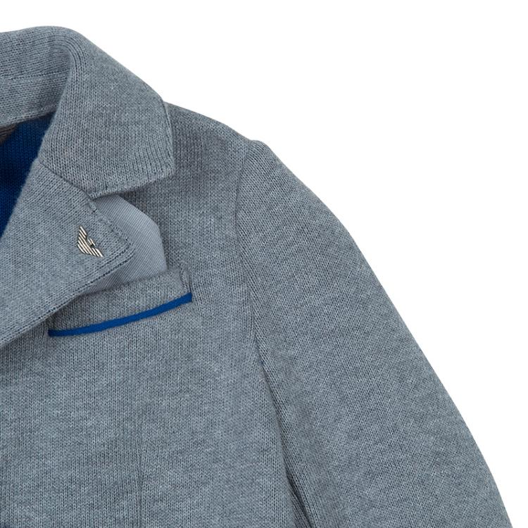 Pre Owned Armani Junior Grey Knit Notched Collar Blazer 2 Yrs
