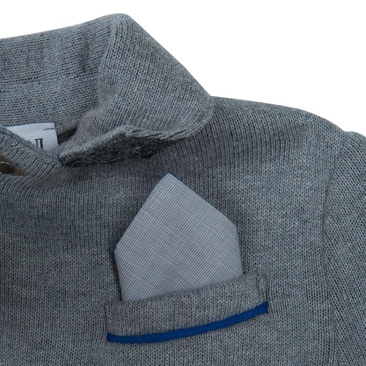 Pre Owned Armani Junior Grey Knit Notched Collar Blazer 2 Yrs