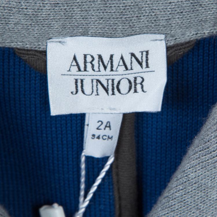 Pre Owned Armani Junior Grey Knit Notched Collar Blazer 2 Yrs