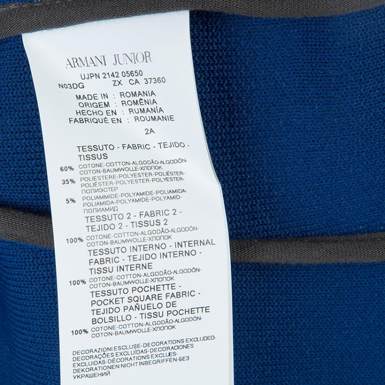 Pre Owned Armani Junior Grey Knit Notched Collar Blazer 2 Yrs