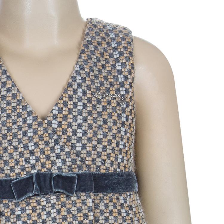 Pre Owned Armani Junior Grey Tweed Sleeveless Dress 6 Yrs