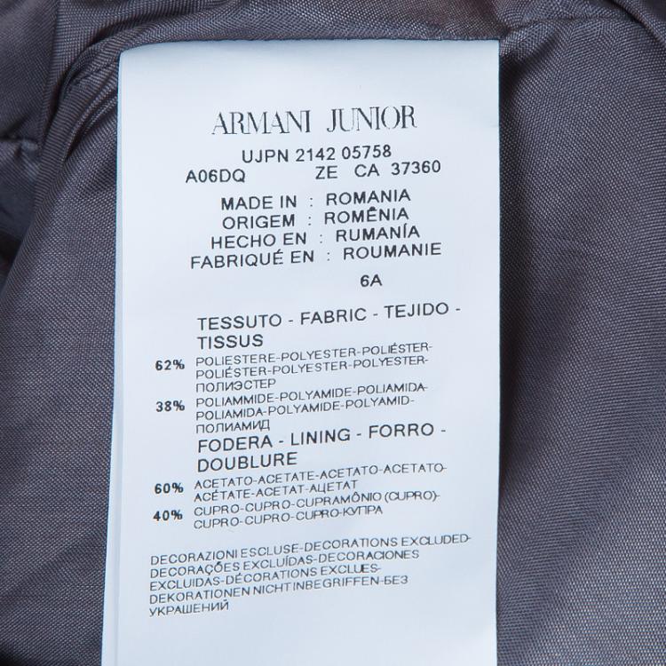 Pre Owned Armani Junior Grey Tweed Sleeveless Dress 6 Yrs