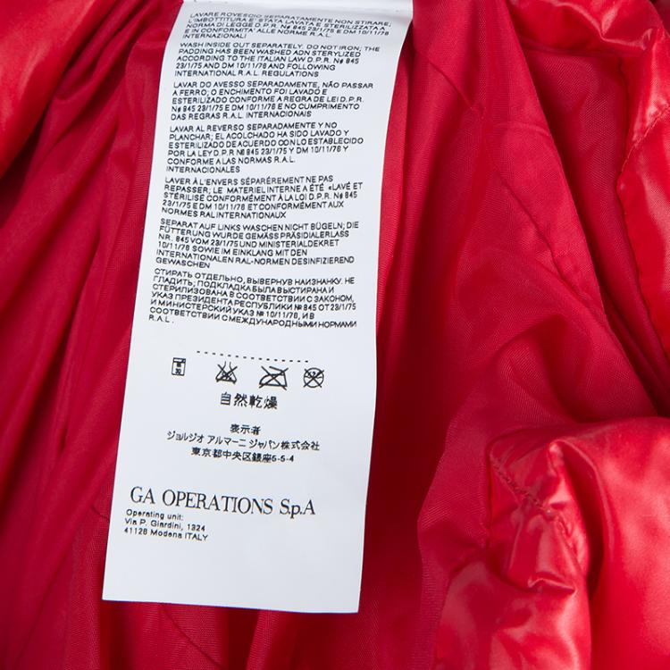 Pre Owned Armani Junior Red Quilted Down Jacket 14 yrs 