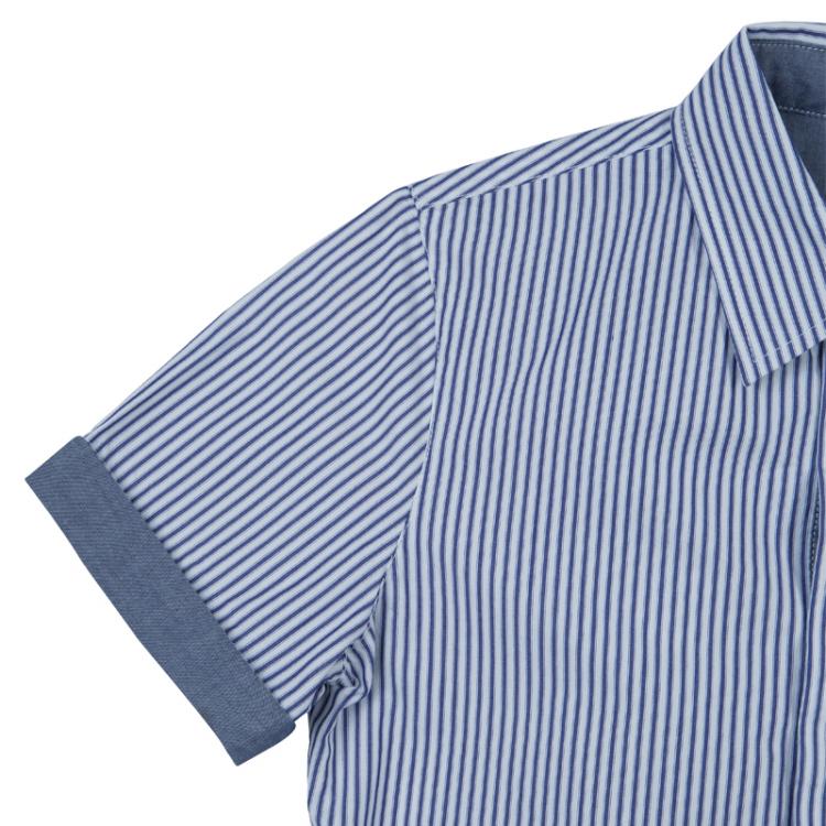 Pre Owned Armani Junior Blue and White Striped Short Sleeve Shirt 8 Yrs