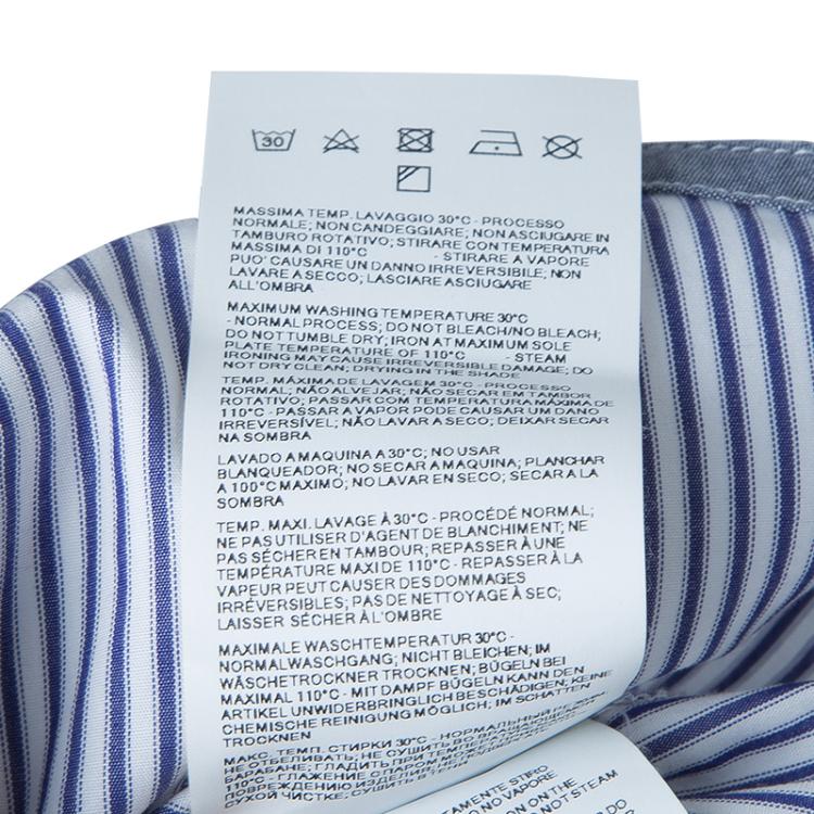 Pre Owned Armani Junior Blue and White Striped Short Sleeve Shirt 8 Yrs