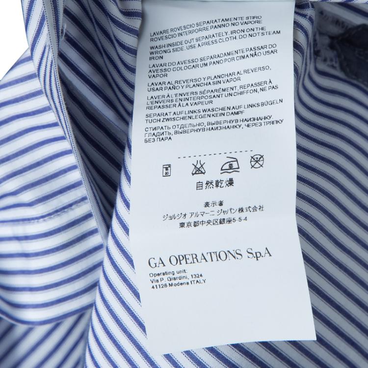 Pre Owned Armani Junior Blue and White Striped Short Sleeve Shirt 8 Yrs