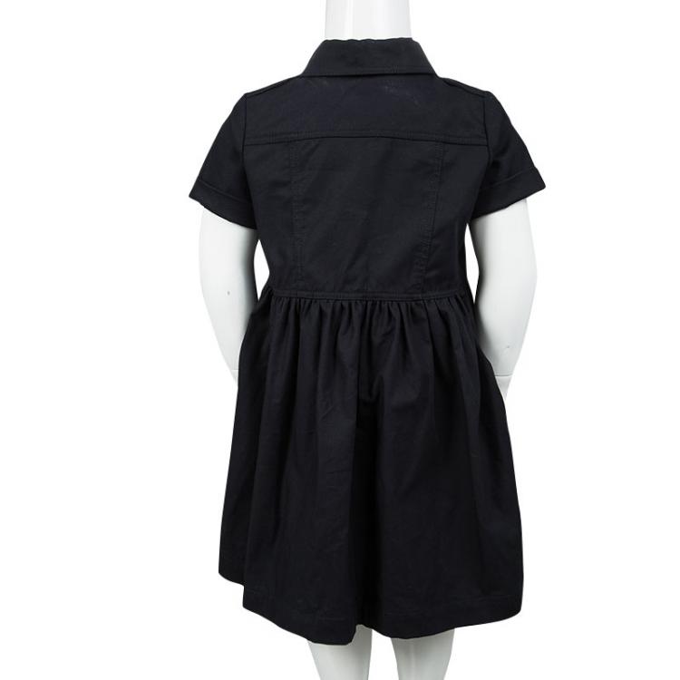 Pre Owned Burberry Children Navy Blue Stretch Cotton Double Breasted Trench Style Dress 5 Yrs