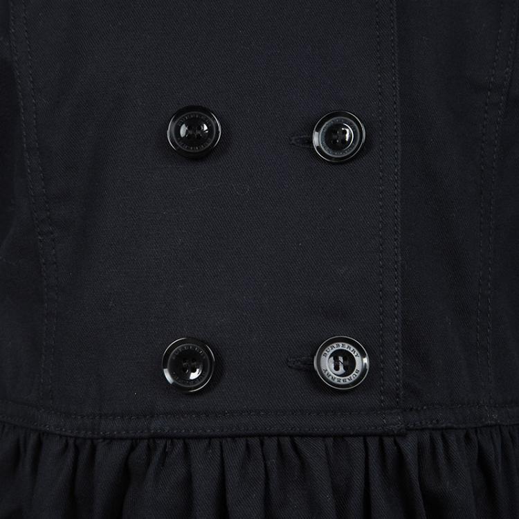 Pre Owned Burberry Children Navy Blue Stretch Cotton Double Breasted Trench Style Dress 5 Yrs