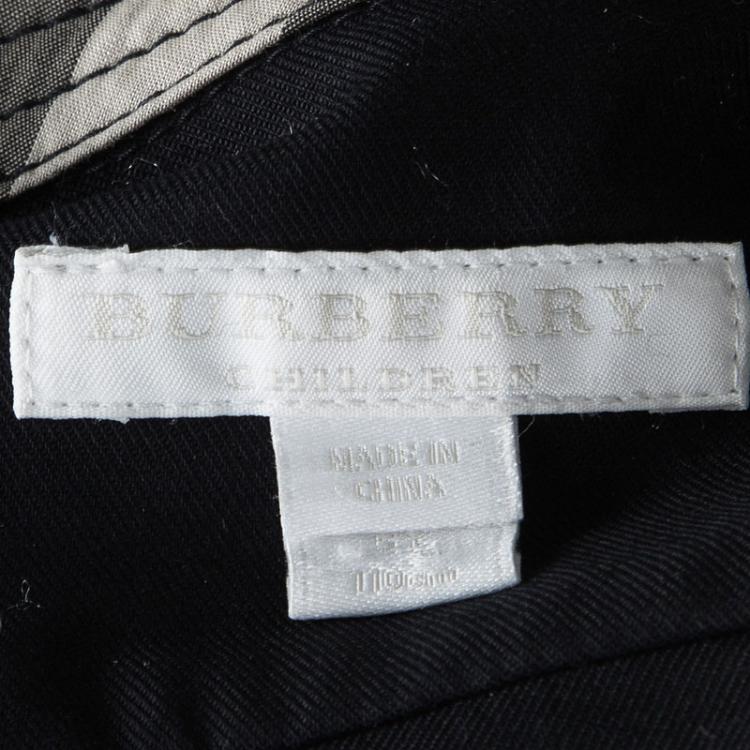 Pre Owned Burberry Children Navy Blue Stretch Cotton Double Breasted Trench Style Dress 5 Yrs