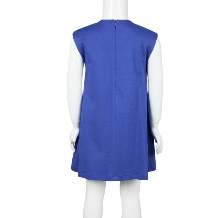 Pre Owned  Dior Blue Jersey Asymmetric Pleat Detail Sleeveless Dress 6 Yrs