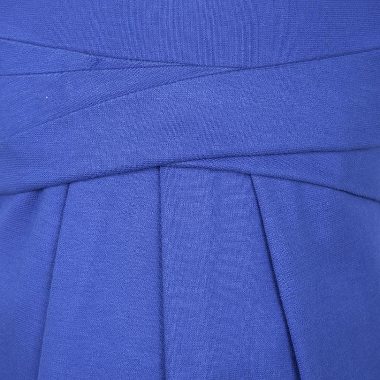 Pre Owned  Dior Blue Jersey Asymmetric Pleat Detail Sleeveless Dress 6 Yrs