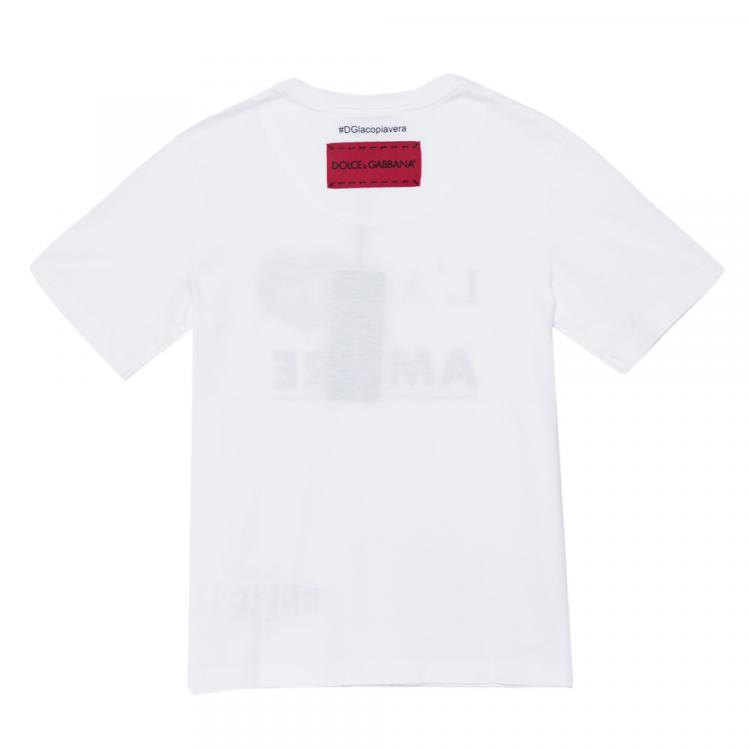 Pre Owned Dolce & Gabbana White Print Cotton T Shirt 6 Yrs