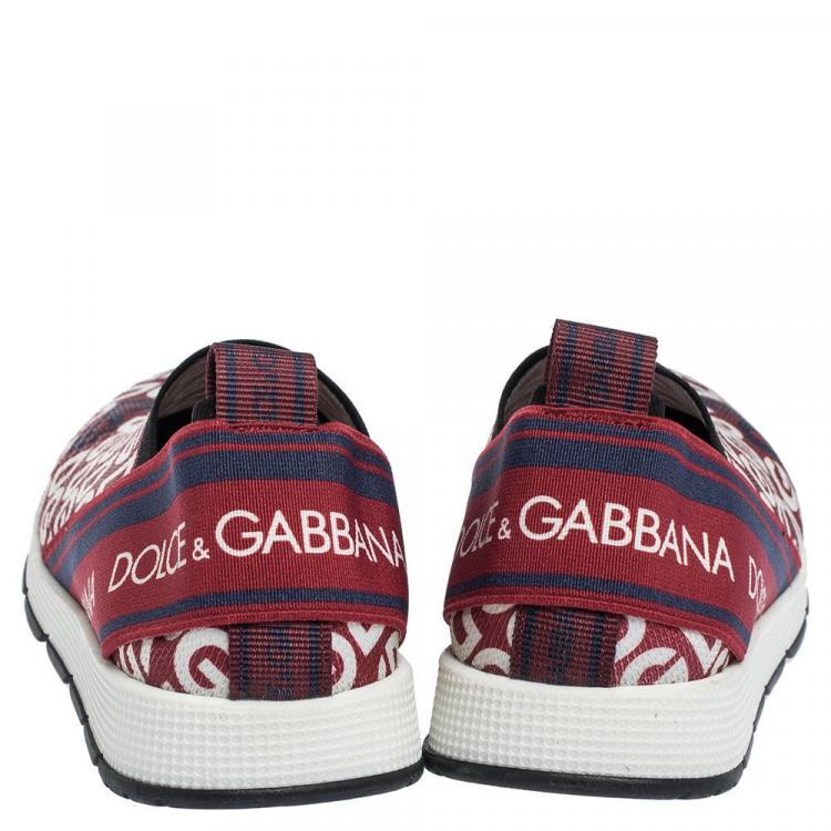 Pre Owned Dolce & Gabbana Multicolor DG Mania Print Stretch Mesh Slip On Sneakers Size IT 33 (Kids)