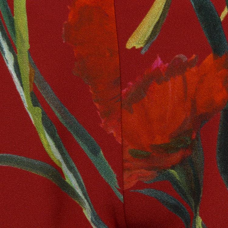 Pre Owned Dolce and Gabbana Red Floral Print Leggings 6 Yrs