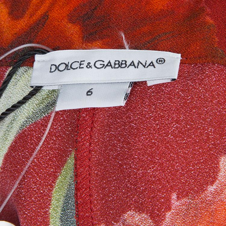 Pre Owned Dolce and Gabbana Red Floral Print Leggings 6 Yrs