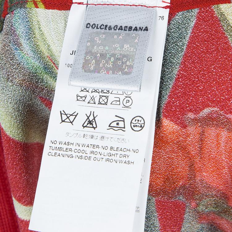 Pre Owned Dolce and Gabbana Red Floral Print Leggings 6 Yrs