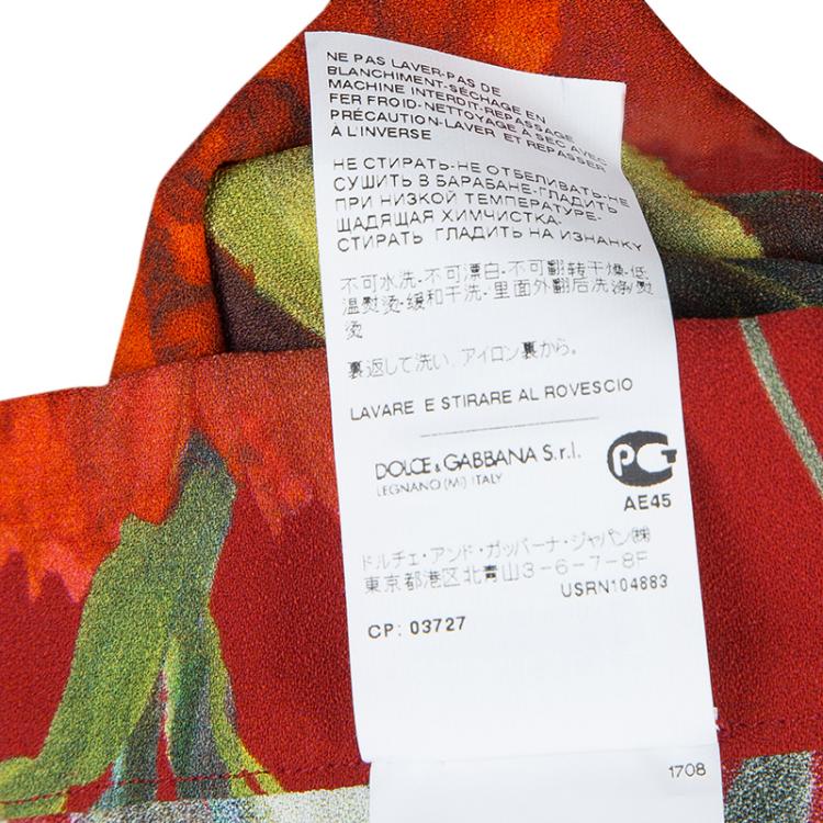 Pre Owned Dolce and Gabbana Red Floral Print Leggings 6 Yrs