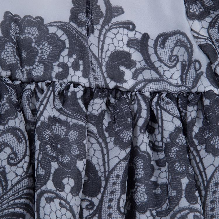 Pre Owned Dolce & Gabbana Monochrome Lace Print Dress 3-6 Mths