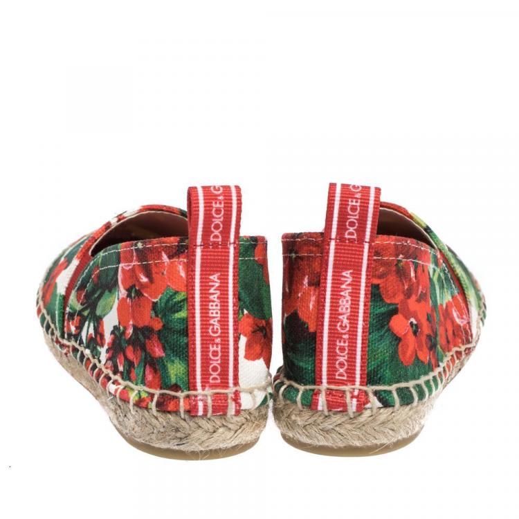 Pre Owned Dolce & Gabbana Multicolor Floral Print Canvas Espadrilles Size IT 38 (Kids)