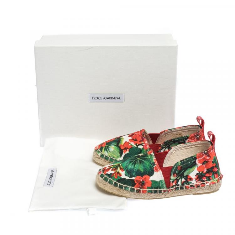 Pre Owned Dolce & Gabbana Multicolor Floral Print Canvas Espadrilles Size IT 38 (Kids)