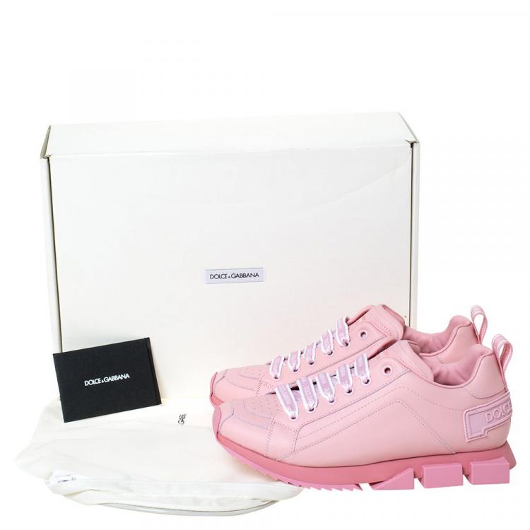 Pre Owned Dolce & Gabbana Pink Leather Super Queen Platform Sneakers Size IT 36 (Kids)