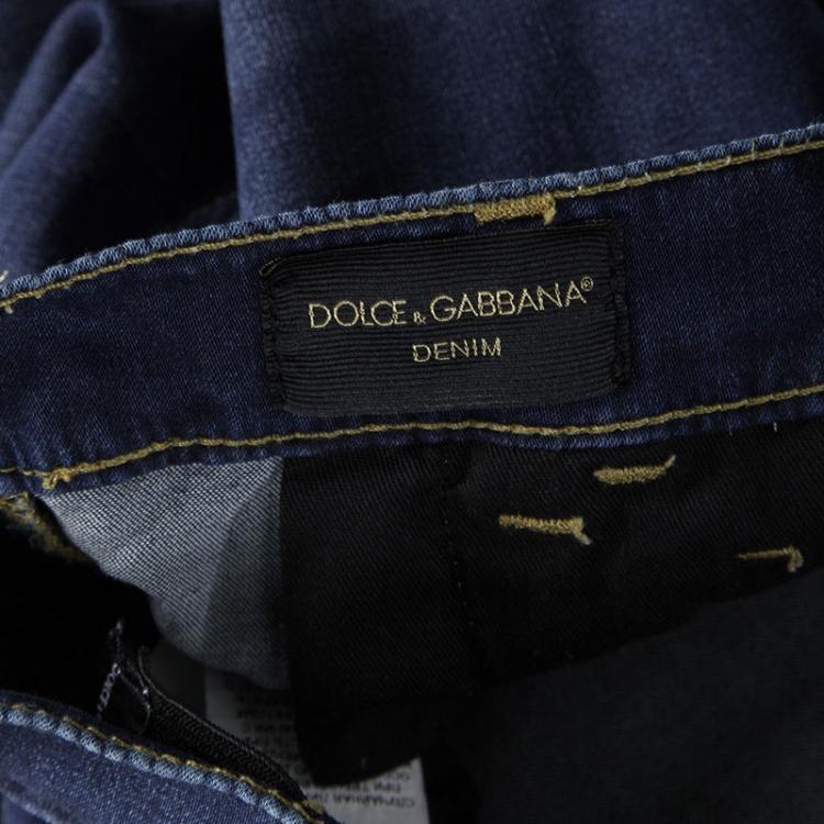 Pre Owned Dolce & Gabbana Indigo Dark Wash Denim Faded Effect Stretch Jeans 9 Yrs
