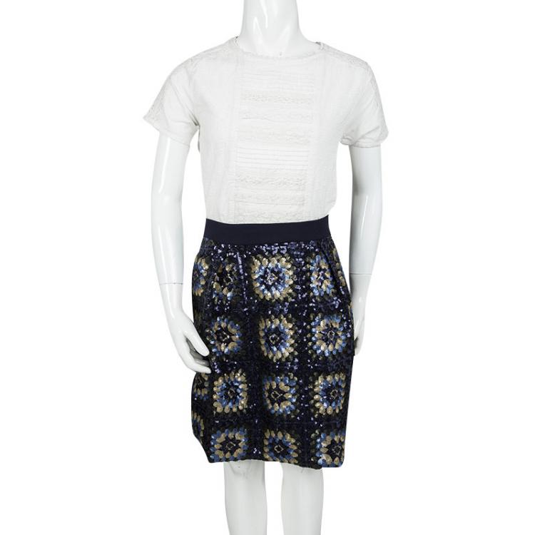 Pre Owned Ermanno Scervino Junior Multicolor Sequined Mini Skirt 12 Yrs