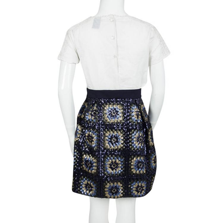 Pre Owned Ermanno Scervino Junior Multicolor Sequined Mini Skirt 12 Yrs