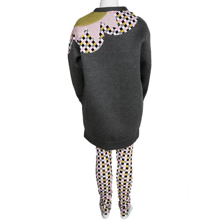 Pre Owned Fendi Multicolored Cube Print Detail Tracksuit 8/10 Yrs