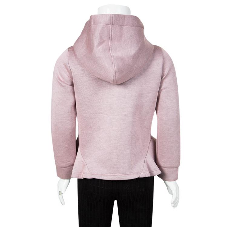 Pre Owned Fendi Pink Embroidered Ruffle Detail Hooded Zip Front Jacket 4 Yrs
