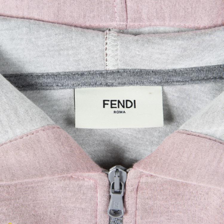 Pre Owned Fendi Pink Embroidered Ruffle Detail Hooded Zip Front Jacket 4 Yrs