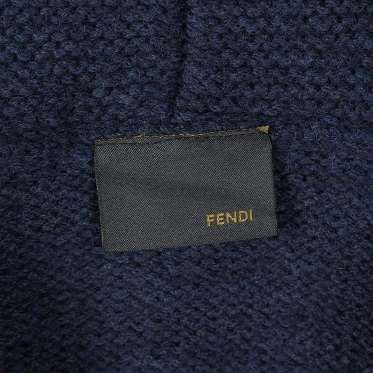 Pre Owned Fendi Blue Wool Toggle Button Detail Long Sleeve Cardigan 4 Yrs