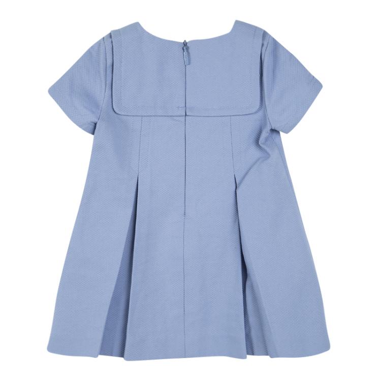 Pre Owned Gucci Kids SS'15 Sky Blue Button Detail Pleated Cotton Dress 6-9 M