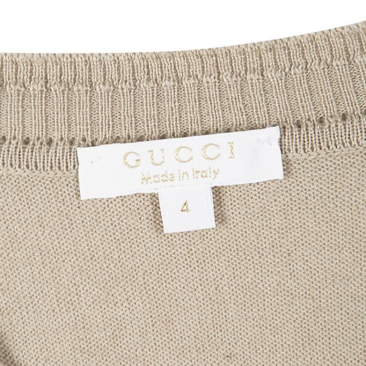 Pre Owned Gucci Beige Cashmere Blend Knit Long Sleeve Button Front Cardigan 4 Yrs