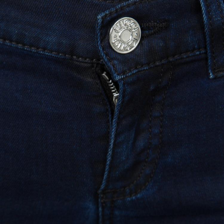 Pre Owned Gucci Indigo Dark Wash Faded Effect Denim Skinny Jeans 4 Yrs