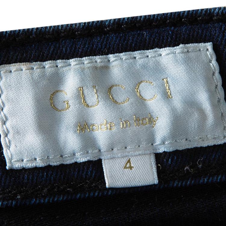 Pre Owned Gucci Indigo Dark Wash Faded Effect Denim Skinny Jeans 4 Yrs
