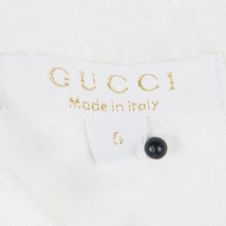 Pre Owned Gucci Off White Monogram Jacquard Cap Sleeve Dress 5 Yrs